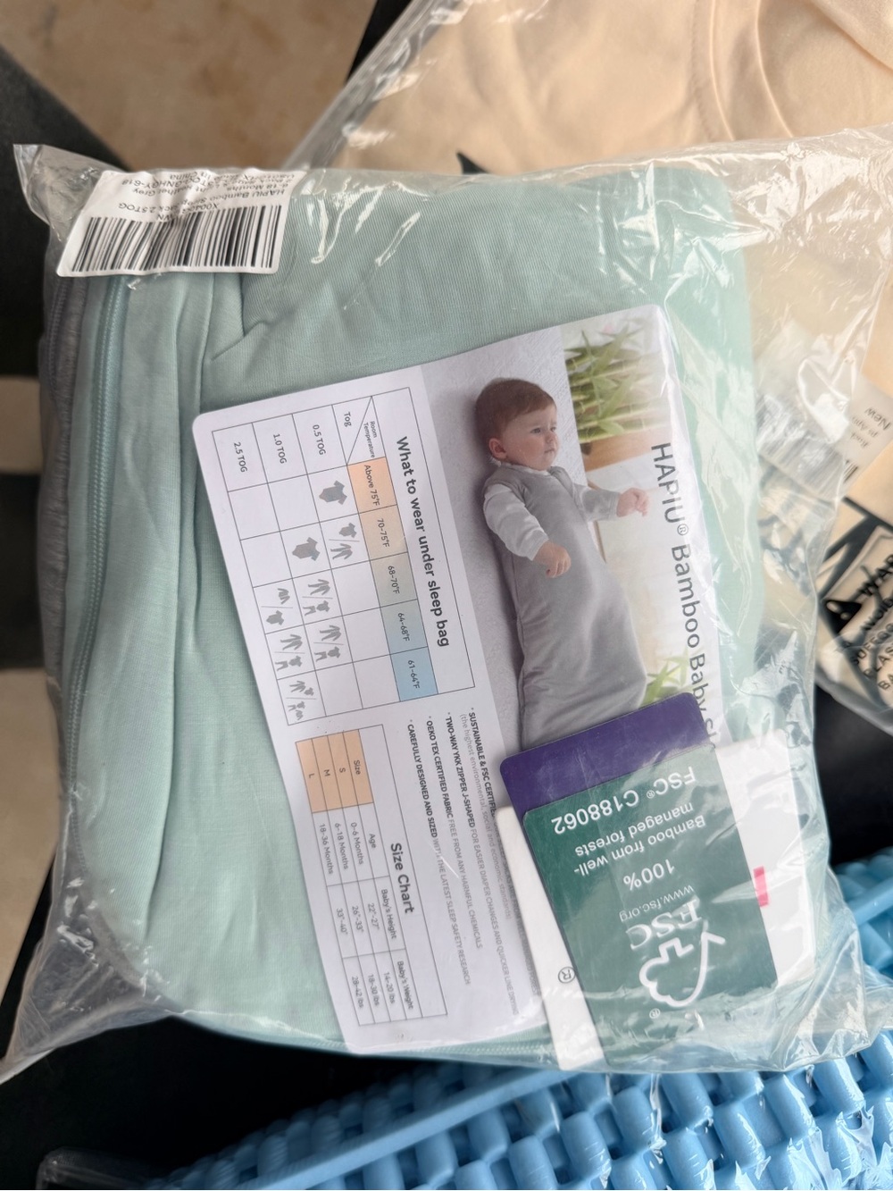 HAPPU Bamboo Baby Sleep Sack - Light Mint